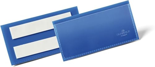 Durable Etiketthållare, 100x38 mm, självhäftande, 50 stycken, mörkblå | Fickor i polypropylen, för pallar och containrar, läsbar med skanner, snabbt etikettbyte, 100 x 38 mm, Made in Germany