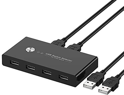 USB Switch Selector, 2 Computers Sharing 4 USB Devices/PC One-Button Swapping, USB 2.0 Peripheral Switcher Hub for Mouse, Keyboard, Scanner, Printer, Flash Disk - Amazon Vine