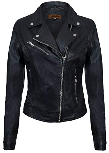 Ladies Leather Jacket Classic Biker Style Black Real Leather Womens Jacket L