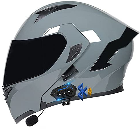 CNNGU Klapphelm Motorradhelm, Bluetooth Integralhelm, Mit Doppelvisier, ECE Genehmigt Motorrad Full Face Helm, Atmungsaktiv Und Komfortabel, Für Erwachsene, Frauen Und Männer