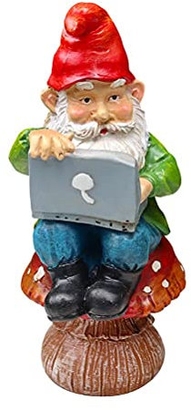 WINBST Gartenzwerge Figur,Zwerg mit Fernbedienung Gnomes,Mini-Gartenzwerge mit Laptop,Gnom mit Waffe für Puppenhaus Gartendekoration Zubehör Innen- und Außenbereich Lustige Accessoires Sammlerfiguren