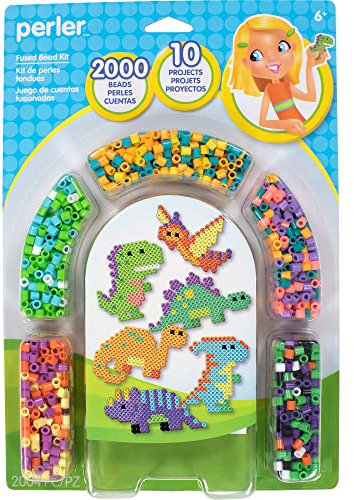 Perler Colorful Dinosaur Fuse Bead Craft Kit for Kids, Multicolor, S