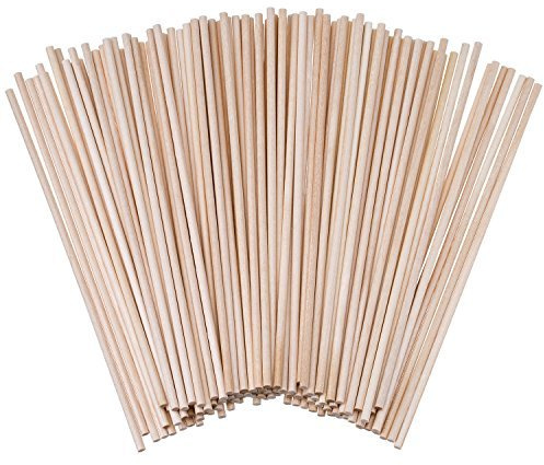 Redondos de Madera bambú para manualidades, Varillas de Madera para Manualidades,Varillas de Madera Natural sin Tratar,Paquete de 100 para Proyectos de Modelado,Tallado y Manualidades (4 X 150 Mm)