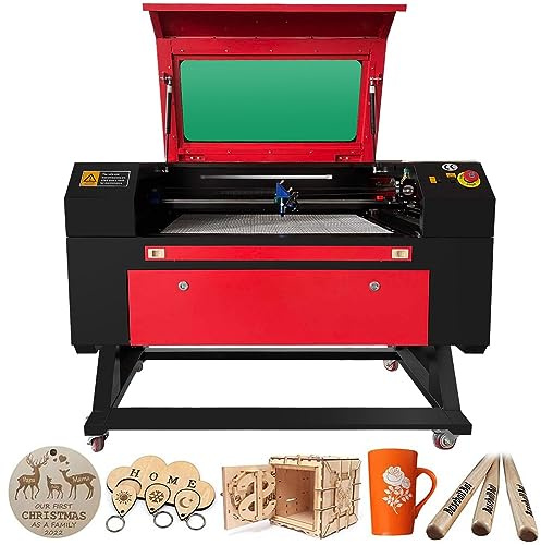 Co2 Laser 80W Laser Graviermaschine Plottermaschine Snapmaker Gravurwerkzeug 700 x 500mm 220V Europlug Ruida Control mit USB-Anschluss für Papier/Kunststoff/Leder/Harz/Bambus/Holz (80W mit Halterung)