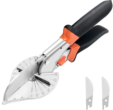 BELLOYON Multi Angle Miter Shear Cutter, Hand Tools for Cutting Soft Wood, Plastic, Moulding Trim, Quarter Round Cutter, Adjustable at 45 To 135 Degree With 2 Spare Blades