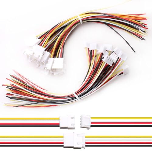 VISSQH 30 pcs(15 Paia) JST Connettore Mini, JST 2.54 XH 4 pin Connettore Maschio e Femmina con 150mm 26AWG Cavo,JST Micro Elettrico Spina Presa Connettore