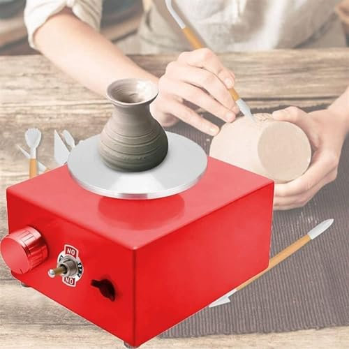 Torno de alfarero eléctrico, torno de alfarero para principiantes Mini torno de alfarero, mini torno de alfarero con 2 platos giratorios y 8 herramientas de arcilla de bricolaje, para trabajos de cerá
