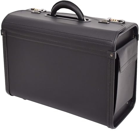 Pilot Case Carry Handle Faux Leather Briefcase Doctors Business Black Bag Lewes