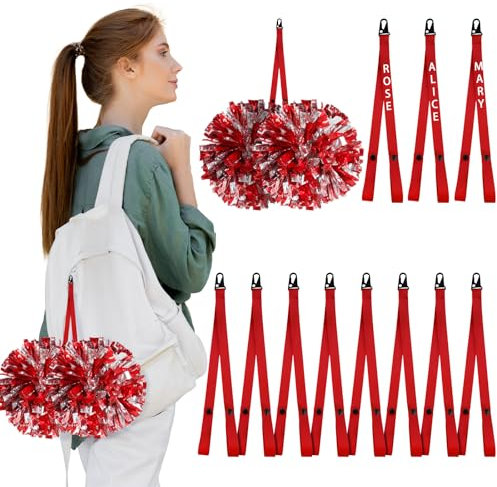 Ribbonlic 12 Pcs Red Pom Pom Holders for Backpack