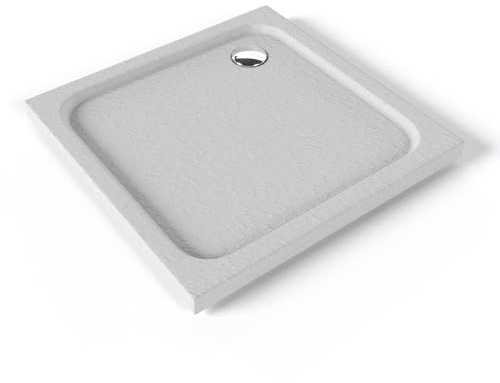 SHIMMER STONE Receveur de douche 85 x 85 cm acrylique Blanc effet pierre + bonde et siphon inclus - Salle de bain