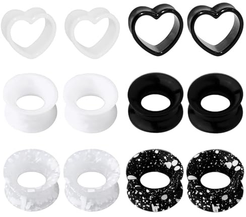 GUSXPPD 6 Pairs Silicone Ear Plugs Tunnels, Silicone Flesh Tunnels, Heart-Shaped Ear Tunnels Strectchers, Double Flared Expander, Flexible Flesh Tunnel Plugs for Women Men 6-20MM (20MM)