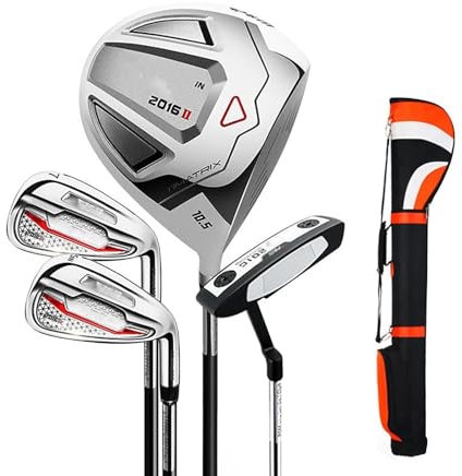 XSDAJSD Set di Mazze da Golf per Uomo Destro, Mazza da Gioco Professionale da Golf con Sacca per Palline, Asta in Acciaio al Carbonio e Grafite Ultraleggera, Lega di Titanio ad Alto Rimbalzo