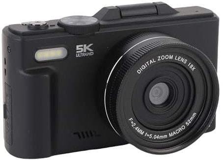 5K Digitalkamera för Fotografering, 75MP UHD Camara Fotograficas med 18x Digital Zoom, 3 180 ° Flip Screen, Portable Vlogging Cameras (Svart)