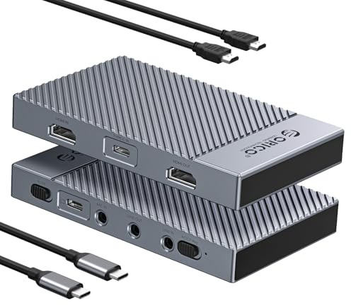 ORICO IS6-Capturez en 4K@60Hz, Carte de Capture Vidéo une Latence Utra-basse, Compatible avec PS5/Xbox Series/Switch, PC/Mac, OBS et plus encore, Entrée HDMI/Type-C, Capture Type-C, Boucle HDMI, 3 AUX