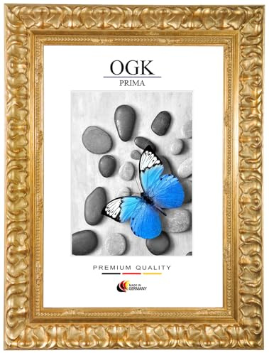 Online-GalleryKing OGK_15 - Cornice portafoto barocca opulenta in stile barocco - 50 x 70 cm - Dorata - Dimensioni a scelta - Cornice in legno elegante - Fabbricazione su misura - Per foto, poster e