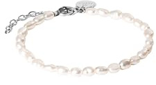 Purelei Pearlfection - Bracciale con perle d'acqua dolce, in acciaio inox placcato oro 14 K, 18 K, 16 – 19 cm, elegante gioiello di perle, regolabile, Eine Grösse, Acciaio inossidabile, Agata