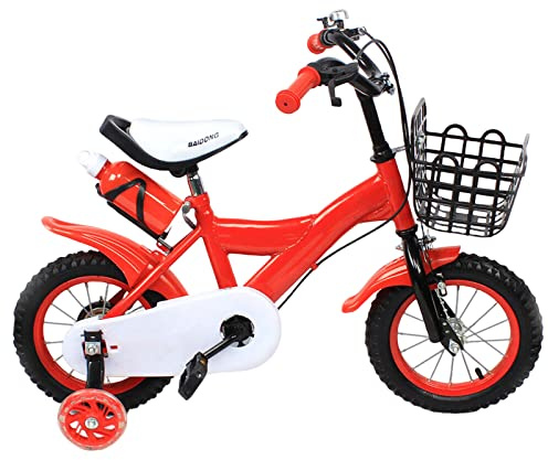 Vélo enfant de 12 pouces pour garçons et filles à partir de 2 à 5 ans, vélo pour enfants avec roues stabilisatrices, vélo pour enfants avec capacité de charge de 176 lbs et hauteur réglable, pour