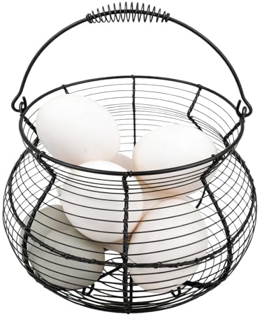 Canasta Para La Recolección De Huevos | Organizador Vintage De Alambre Tejido,con Asa de Alambre y Cesta para Huevos,Para Encimera De Cocina Granja Jardín Fruta Verdura Pascua Navidad