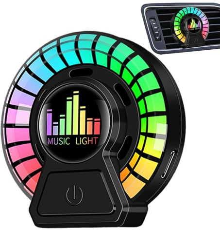ETUCYNG Désodorisant de voiture avec lumières LED - Diffuseur d'ambiance - Lumière rythmique - Rechargeable - Design changeant de couleur - Accessoires de parfum pour intérieur de véhicule, tableau de