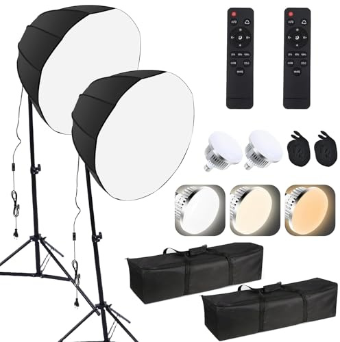 Sorandy Fotograferingsbelysningssats Uppgraderad 85W Energisparlampa för Livestreaming Porträtt Inomhusfotograferingsutrustning 2 Set för Videofyllningsljus (#1)