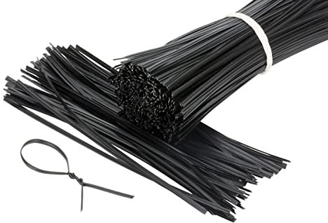 WAGNER 500 Stück Twist Ties, Bindestreifen, Bindedraht, Kabelbinder, Kunstoffbindestreifen, 16cm schwarz