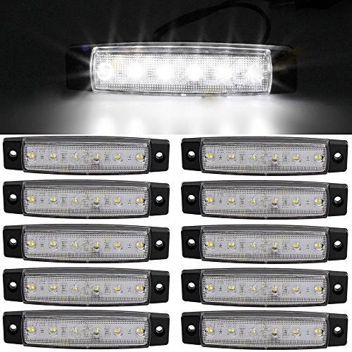 GSRECY 10 pcs 3.8 6 LED Side Led Marker Trailer marker lights for trucks, Marker light amber, Rear side marker light, Truck cab marker lights, RV marker light (White)