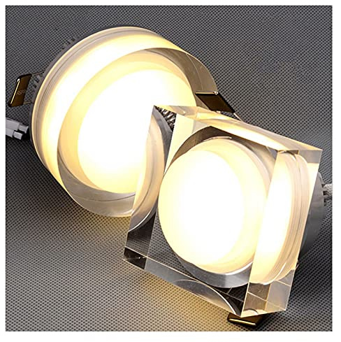 HSHHJSH Faretti LED Cristallo Incorporato nel Faretto Quadrato/Rotondo 1W 3W 5W 7W LED Faretto da Incasso A Soffitto per La Decorazione Domestica Illuminazione della Cucina