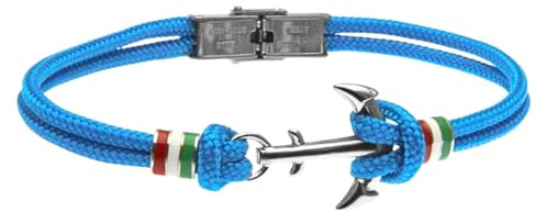 amorili Bracciale Uomo Ancora in Acciaio Inox e Corda | Braccialetto Nautico Marinaro Regolabile | Gioiello Maschile Elegante e Resistente | Idea Regalo Uomo Amante del Mare bcc1138