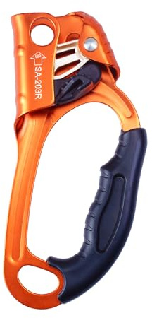 S.E.PEAK UIAA & CE Certified Climbing Rappelling Equip Hand Ascender for 8-13mm Rope Right Hand Orange