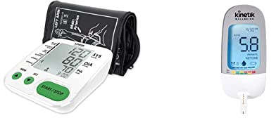 Kinetik Wellbeing Fully Automatic Blood Pressure Monitor - Used by The NHS – BIHS & ESH Validated – Universal Cuff (22-42cm) – in Association with St John Ambulance & Blood Glucose Monitoring System