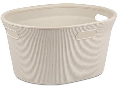 Tatay Cesto de Ropa Baobab ECOHOME, con Tapa, 35L de Capacidad, de Polipropileno, Libre de BPA, Plástico 100% Reciclado, Beige. Medidas: 41 x 33 x 50 cm