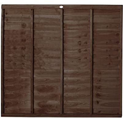 Forest Garden 6ft x 5ft (1.83m x 1.52m) Brown Pressure Treated Superlap Fence Panel - Pack of 5