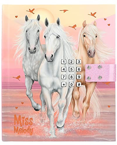 Depesche 12419 Miss Melody Sundown - Diario con numeri e suono, libro con motivi cavalli e 80 pagine a righe colorate