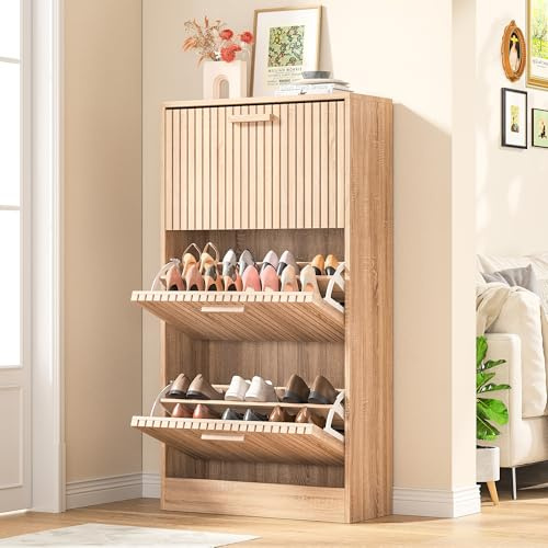 BLSYHDH Scarpiera Mobili per Ingresso Legno con 3 lembi Materiale Rattan Adatto per Camera da Letto Soggiorno