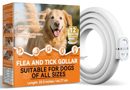 Zeckenhalsband für Hunde, Verstellbar und Wasserdicht mit Natürlichem Schutz, 65 cm Zeckenhalsband Hund Geeignet für Alle Größen, Effektiver Schutz für 12 Monate (1 Pack)
