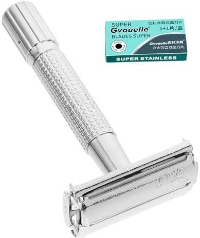 IPNSDON 1PCS Classic Double Edge Safety Razor Reusable Manual Short Handle Aggressive Stainless Wet Shaving Shaver for Men Women Barber Beard Bikini Armpit Hair Remova