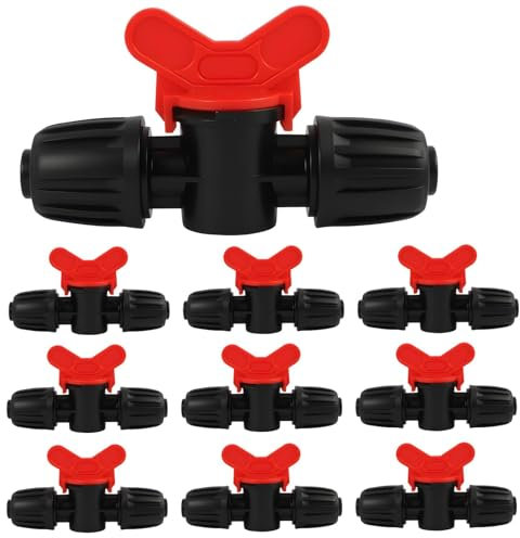 Lot de 10 Vannes de Commutation pour Irrigation Goutte à Goutte, Connecteurs de Tuyau Barbelés pour Tube PE de 16 mm, Raccords de Verrouillage, Idéal pour Jardin, Agriculture et Serres