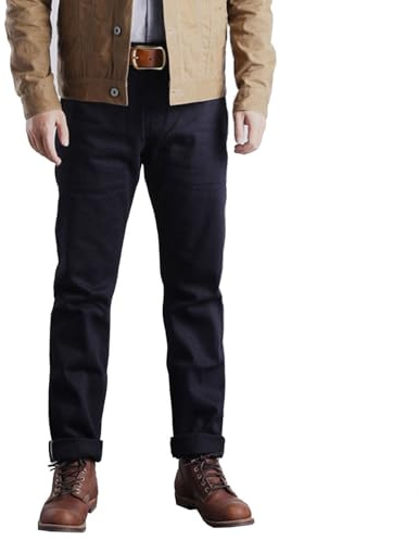 Red Tornado Vintage Men's Jeans Slim Fit Straight Leg Selvedge Denim Pants Mid Rise Jean One Wash Chino Pants W36
