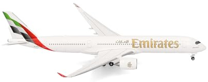 Herpa modellflygplan Emirates Airbus A350‑900 – A6‑EXA, miniatyr i skala 1:500, samlarobjekt, flygplansmodell utan stativ, metall
