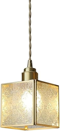 Lámpara colgante japonesa de estilo vintage con base de latón y vidrio transparente en relieve for techo,luminaria LED