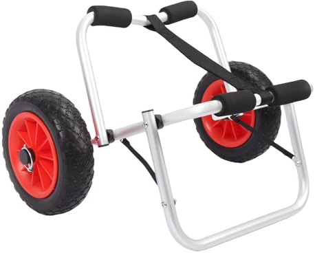 Asixxsix Chariot de Kayak Pliant, Dolly de canoë en Alliage d'aluminium de capacité de 200lbs avec pneus PU sans air Solides de 10 Pouces et Rembourrage en Mousse pour Le Kayak canoë