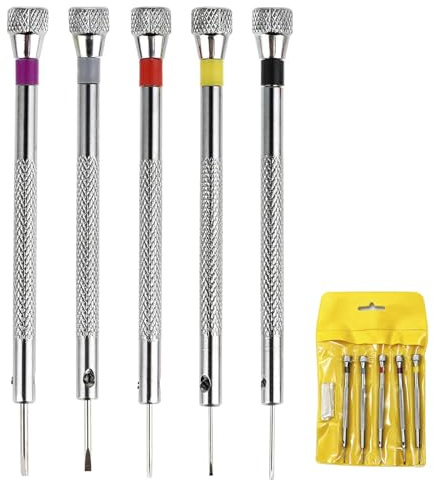 Glasses Screwdriver & Watch Repair Tool Kit, 5PCS Precision Watchmakers Screwdriver (0.8/1.0/1.2/1.4/1.6mm) Flathead Phillips for Eyeglasses Tightening Watch Battery Replacement Jewelry Electronics