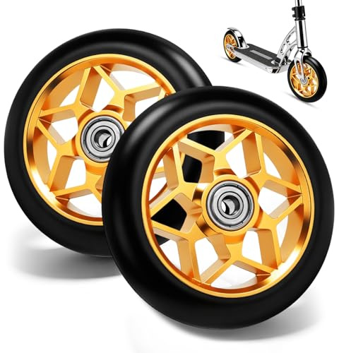 2 piezas de ruedas de 110 mm para patinete de acrobacias, rodamientos ABEC-9 y neumáticos de aluminio 88A, ruedas de repuesto silenciosas para patinete