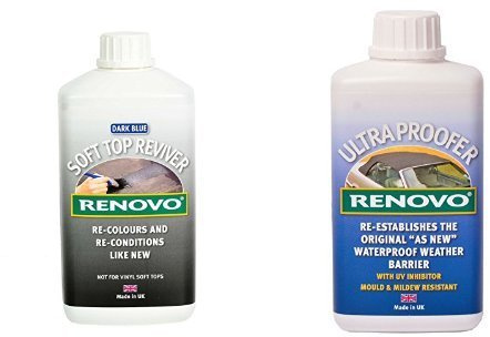 Renovo Bundle includes Soft Top Reviver 1000 ml and Soft Top Ultra Proofer 500 ml , Blue