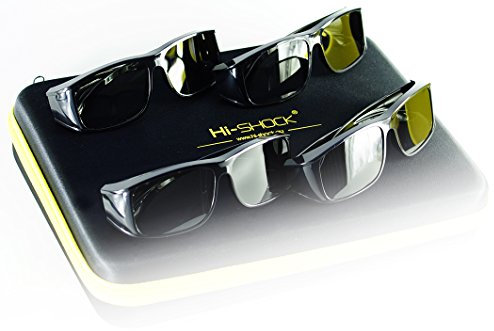 Hi-SHOCK® 4x universel lunettes 3d passive pour tous passive 4k 3D TVs & RealD cinéma films. haute qualité polarisée lunettes pour Sony®, LG®, Hisense®, Grundig®, Pansonic®, Philips®, Toshiba® TV. Compatible avec LG 3D cinema, Philips Easy 3D, Toshiba 3D natural, Vizio | compatible avec TY-EP3D20E / Sony TDG500P / LG AG-F315 inkl. Quad Case [ 4 Paires | 3D passive | étui ]