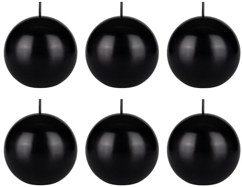 Mega Candles 6 pcs Unscented Black Ball Round Candles, Hand Poured Premium Wax Candle 3 Inch x 3 Inch, Home Décor, Wedding Receptions, Occasions, Events, Festivities, Meditations, Relaxation