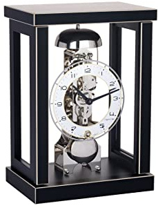 Hermle 23056-740791 Table Clock with Mechanical Movement. Strikes on the hour. Black Wooden Case