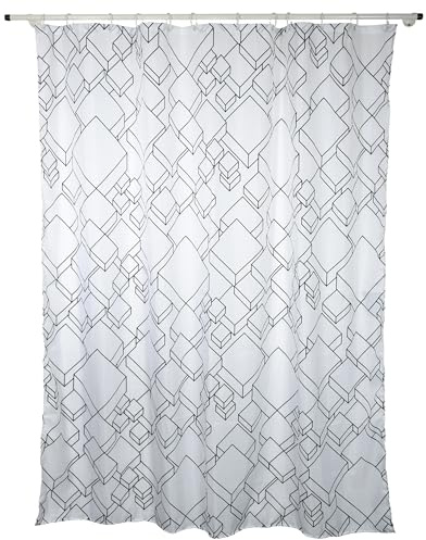 Spirella Schimmel Duschvorhang-Anti-Bakteriell, waschbar, wasserdicht, Polyester, „Peer“ 180x180cm Weiß, 180 x 180 cm