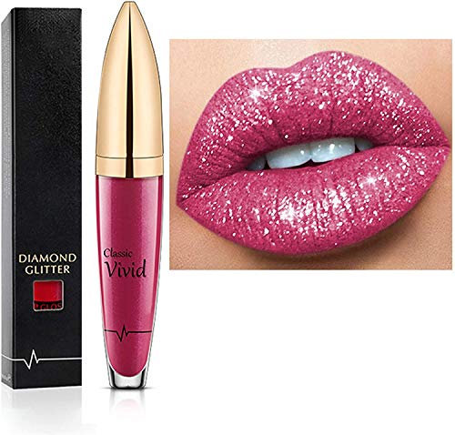 Rossetto a lunga durata 18 color diamante lucido, rossetto liquido metallizzato, facile da applicare e pulire, lunga durata e impermeabile, smalto per labbra brillante antiaderente (02)