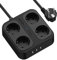 JSVER Regleta Enchufe de 4 Tomas Corrientes y 4 Rápida USB Tomas, Enchufe Multiple 3680W/16A Regleta con Interruptor y Protección contra Sobrecargas, Cable de 1,8M, Negro